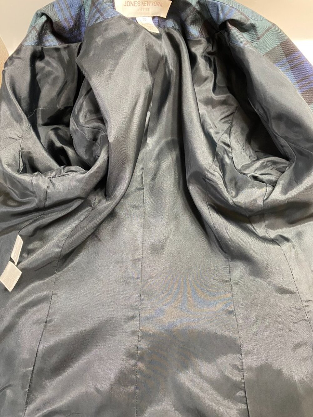 Jones New York 100% Silk Double-Breasted Plaid Blazer 2P - Picture 8 of 11